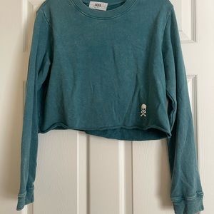 SoulCycle Teal Varsity Cropped Sweatshirt with Varsity “SoulCycle” on back